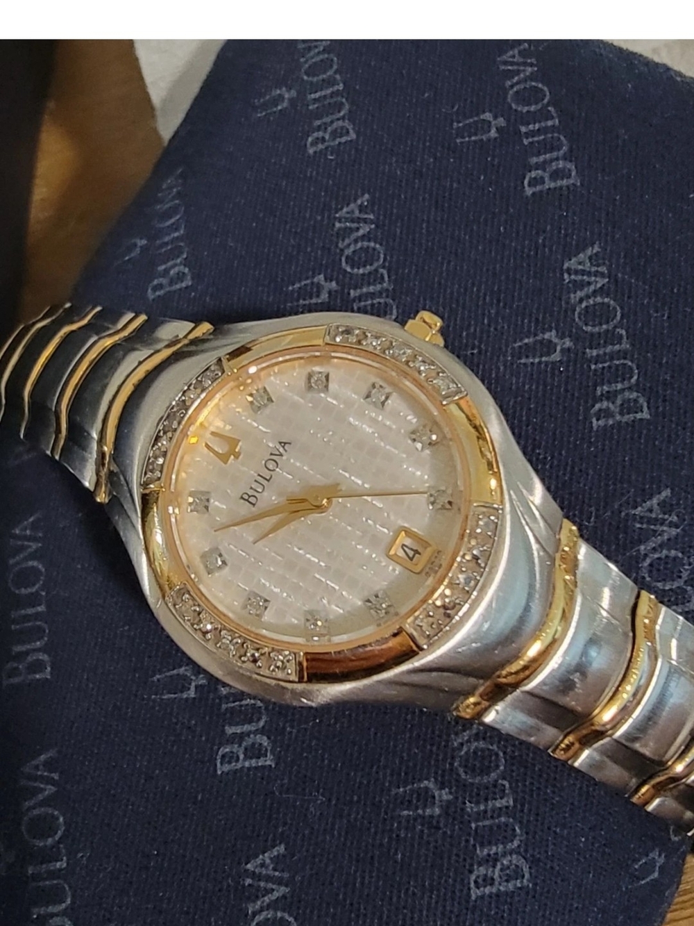 Bulova Two-Tone White Dial Diamond, 26mm Women's Watch - No Box